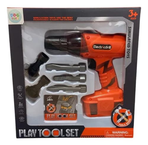 Kit Ferramentas Infantil Furadeira De Brinquedo A Pilha