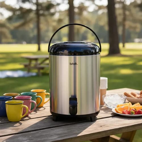 Botijão Térmico Garrafa 9,5 Litros Inox Istok Café Suco Leite Preto